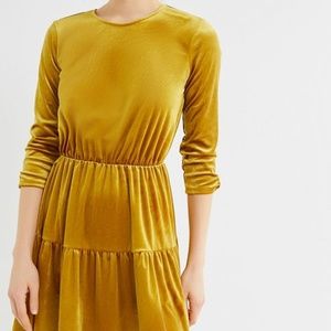 Urban Outfitters Gold Velvet Mini Holiday Dress
